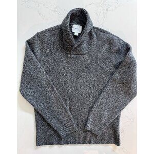 Old Navy Men Shawl Neck Pullover Gray Long Sleeve Sweater Button Size Large